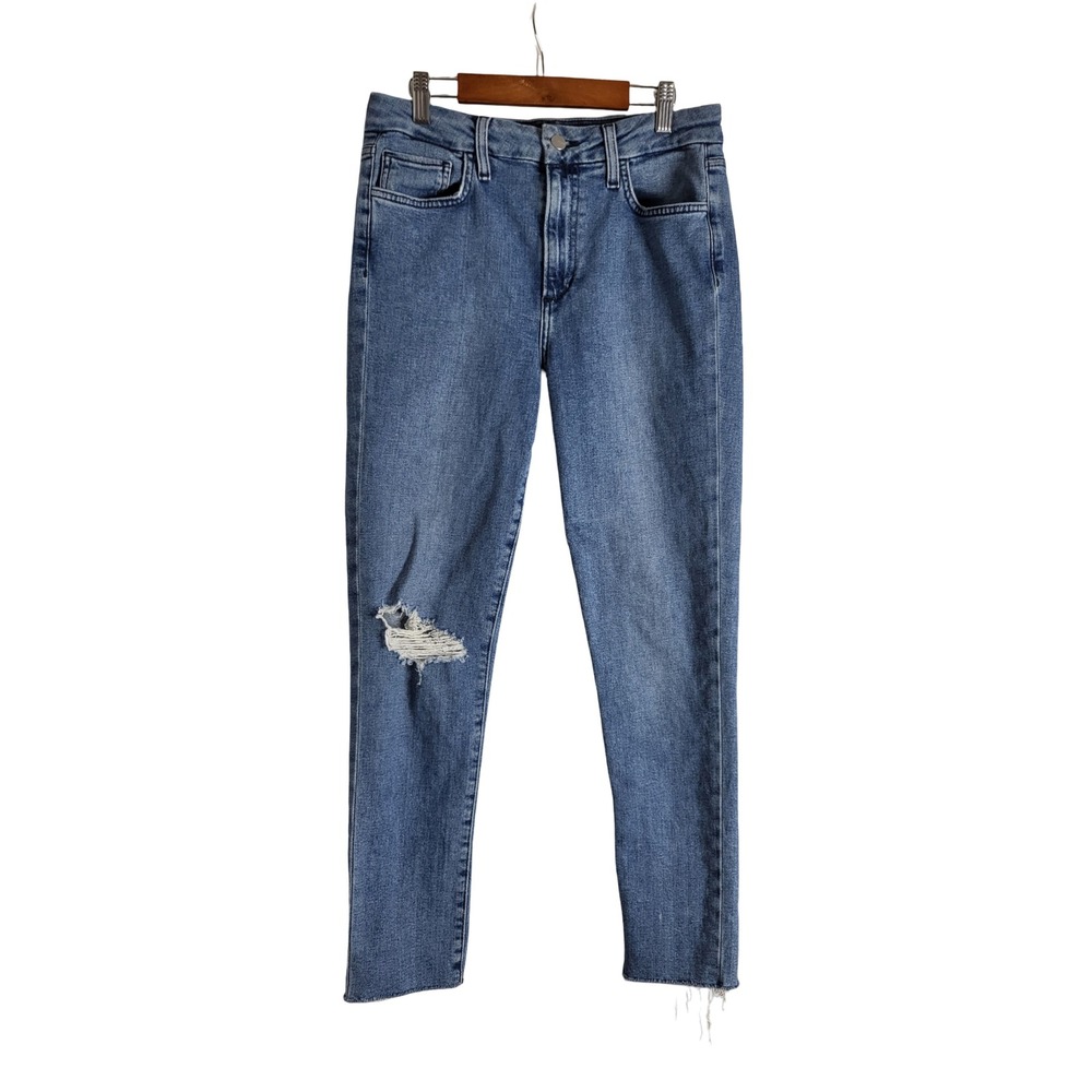 Joe's Jeans Hi Honey High Rise Curvy Skinny Crop Distressed Denim Blue Size 29